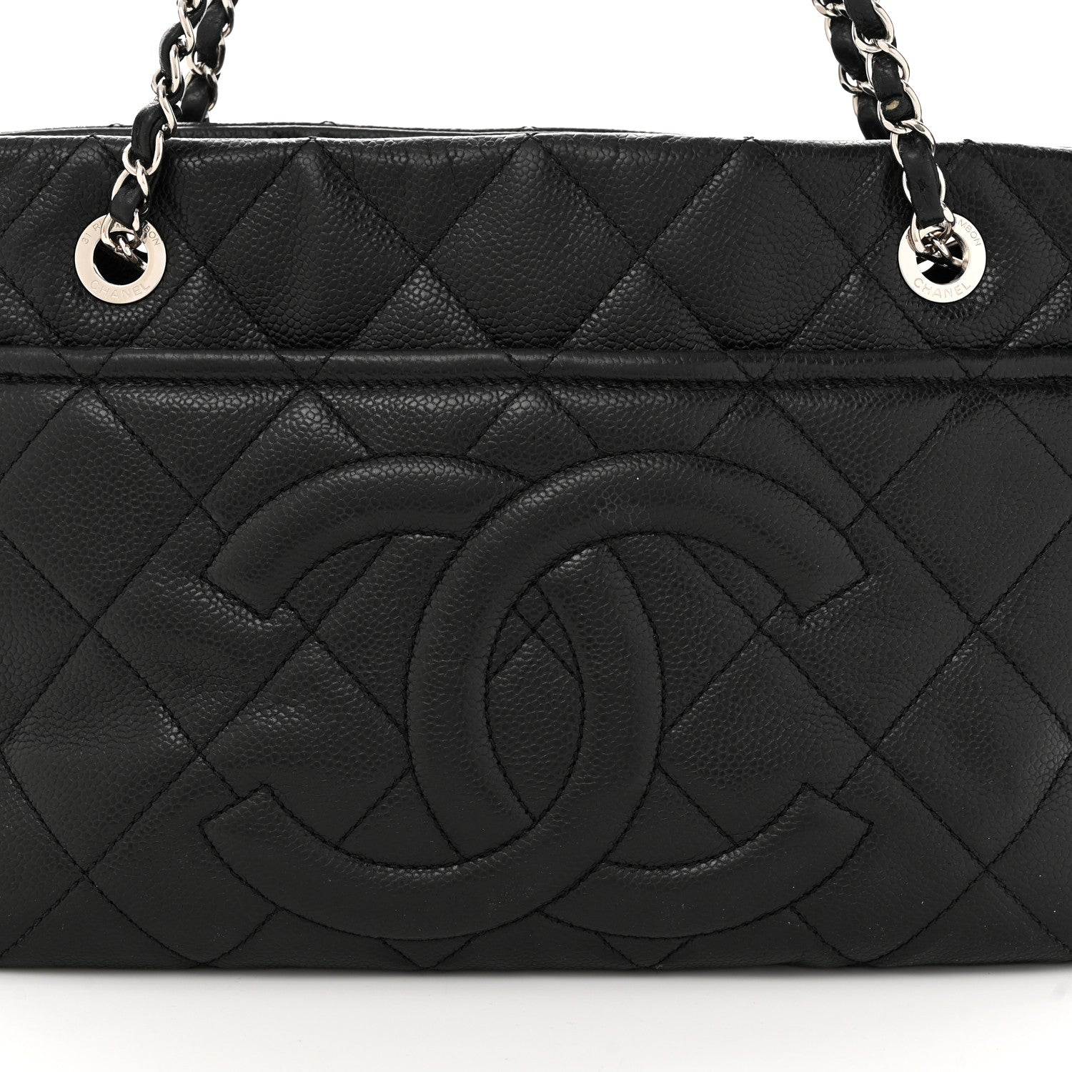 Chanel Caviar Quilted CC Timeless Soft Tote Black 9 of 12