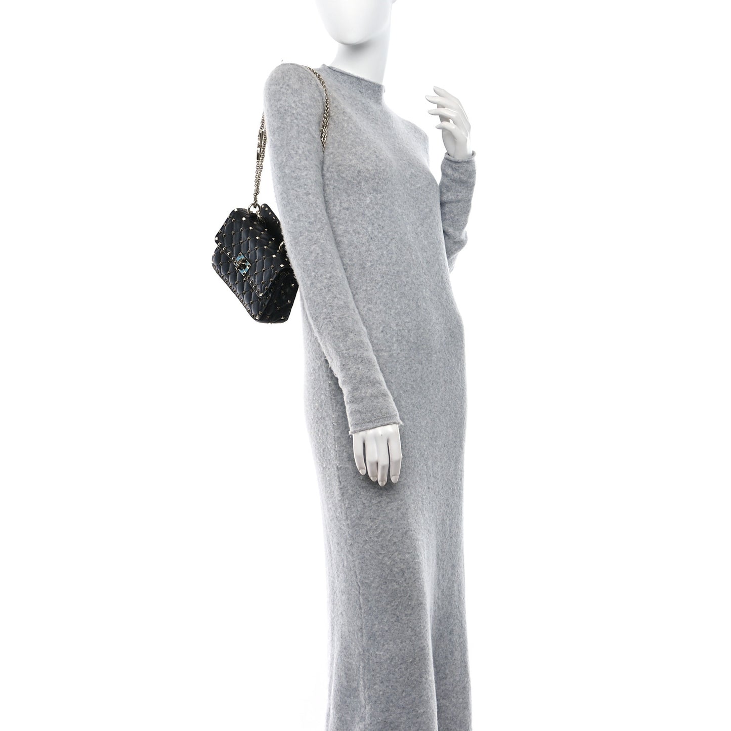 Nappa Small Rockstud Spike Shoulder Bag Black