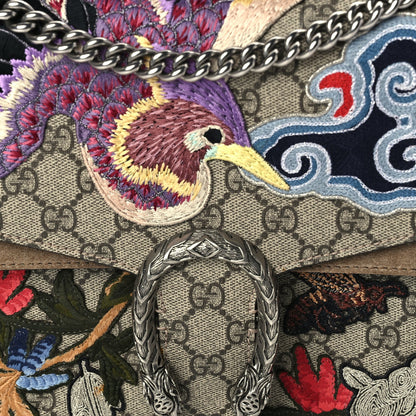 Gucci GG Supreme Monogram Bird And Flowers Embroidered Medium Dionysus Shoulder Bag Taupe 7 of 9