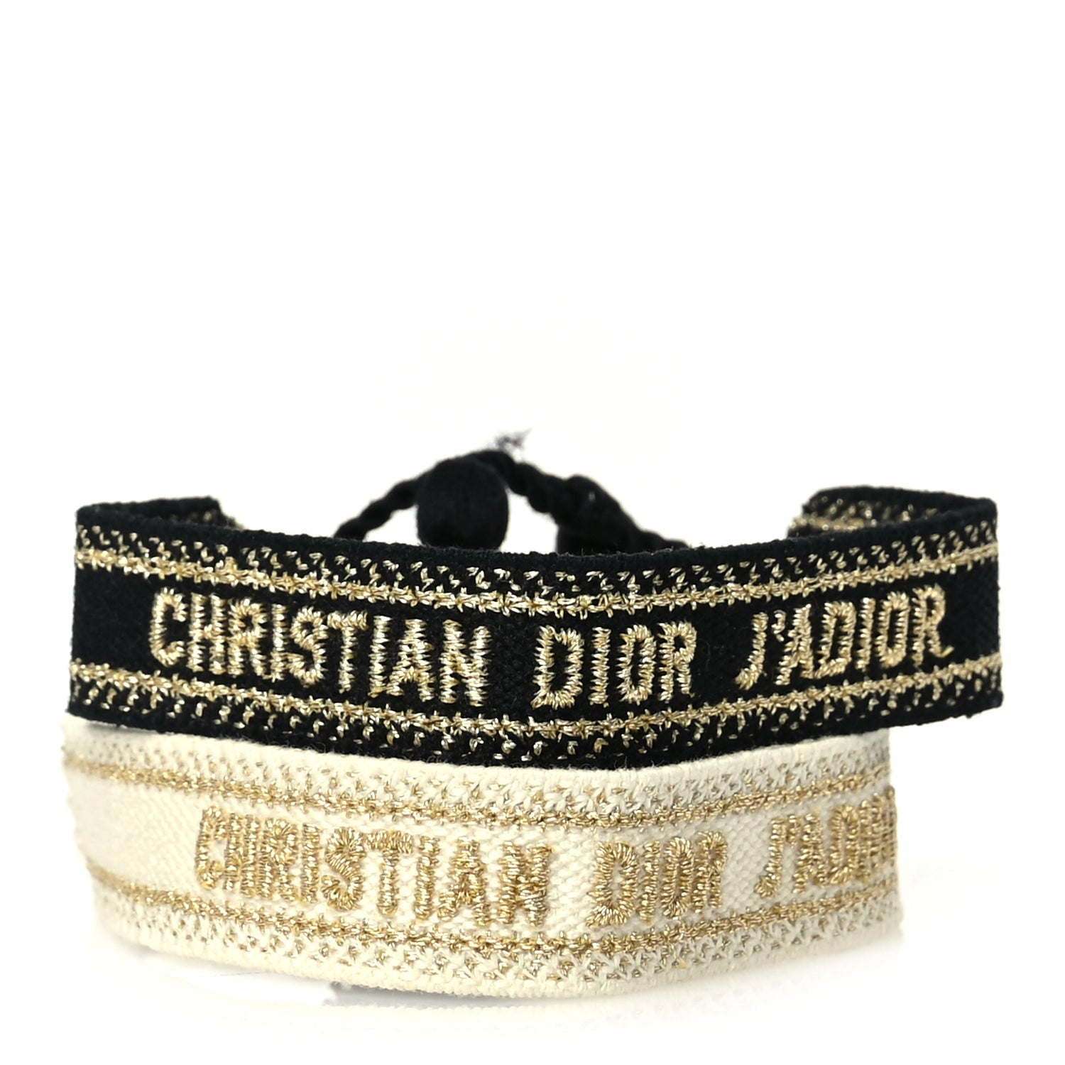 Christian Dior Woven Cotton J'Adior Friendship Bracelet Set Gold Black 1 of 7