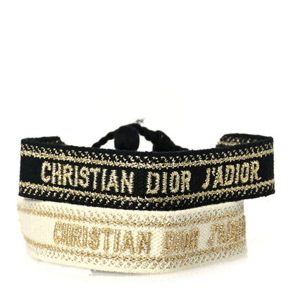 Christian Dior Woven Cotton J'Adior Friendship Bracelet Set Gold Black 1 of 7