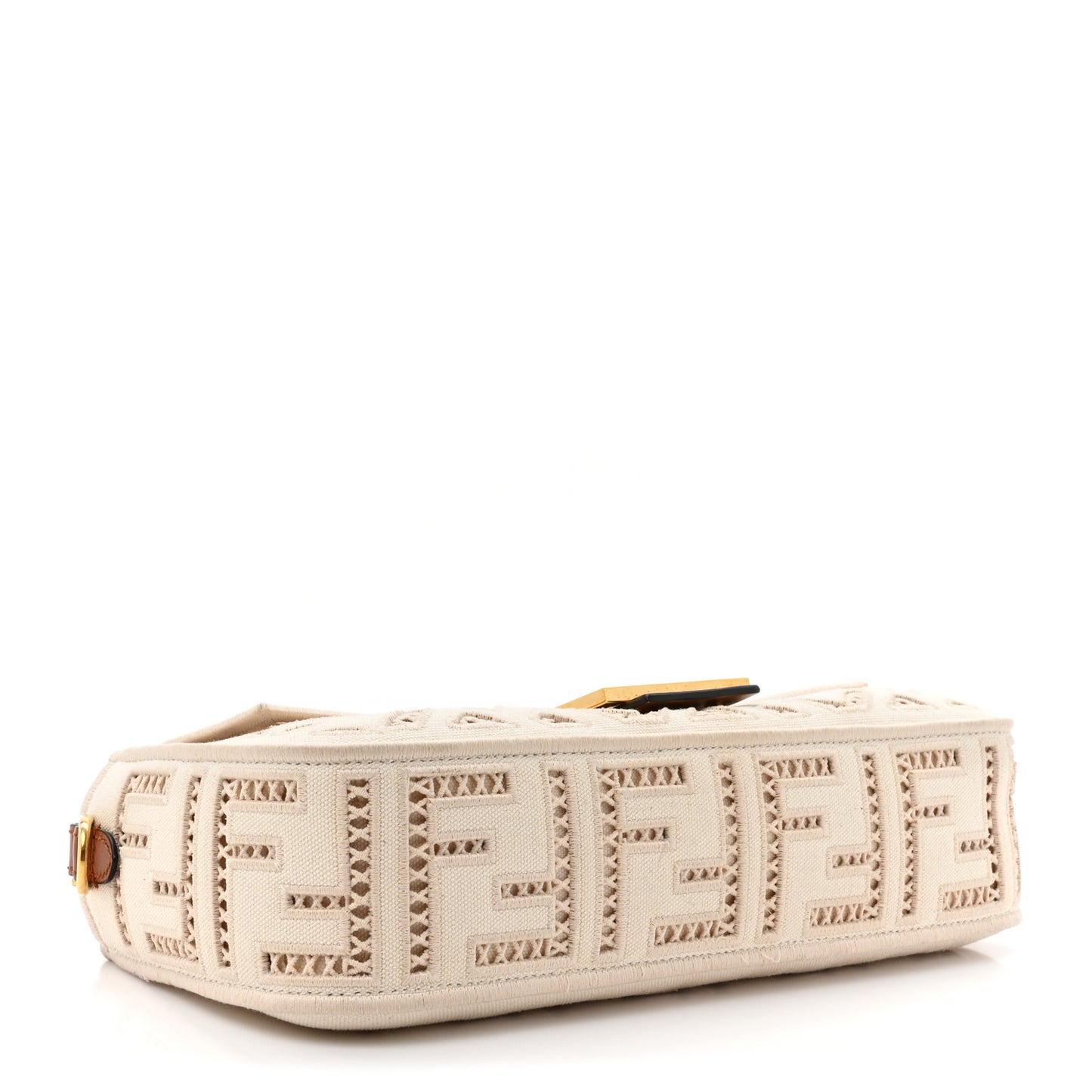 Canvas Cuoio Agata FF Ajour Embroidered Baguette Grezzo Cuoio