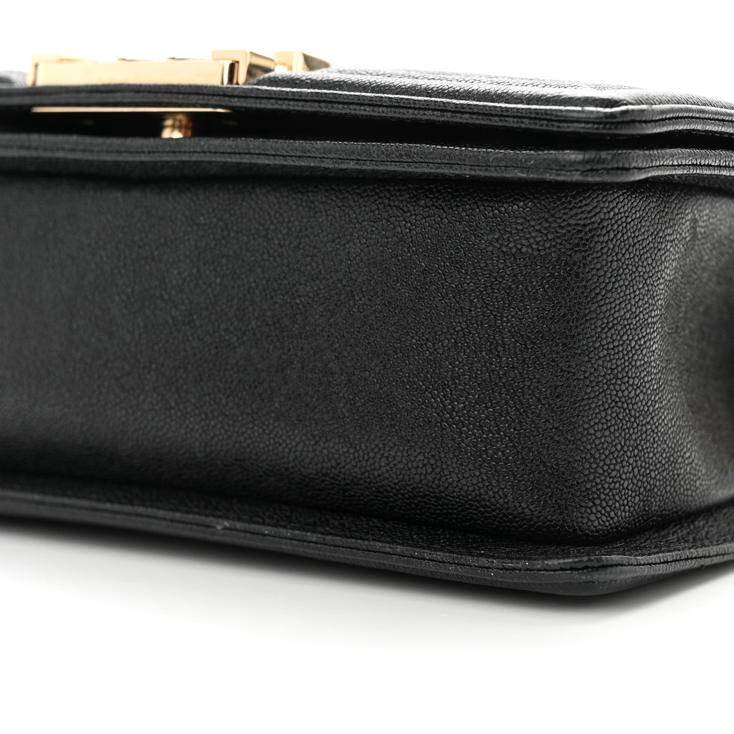 Iridescent Caviar Chevron Quilted Small Boy Flap Black