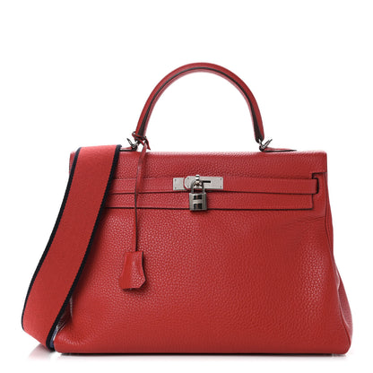 Hermes Taurillon Clemence Retourne Kelly 35 Rouge Casaque 1 of 15