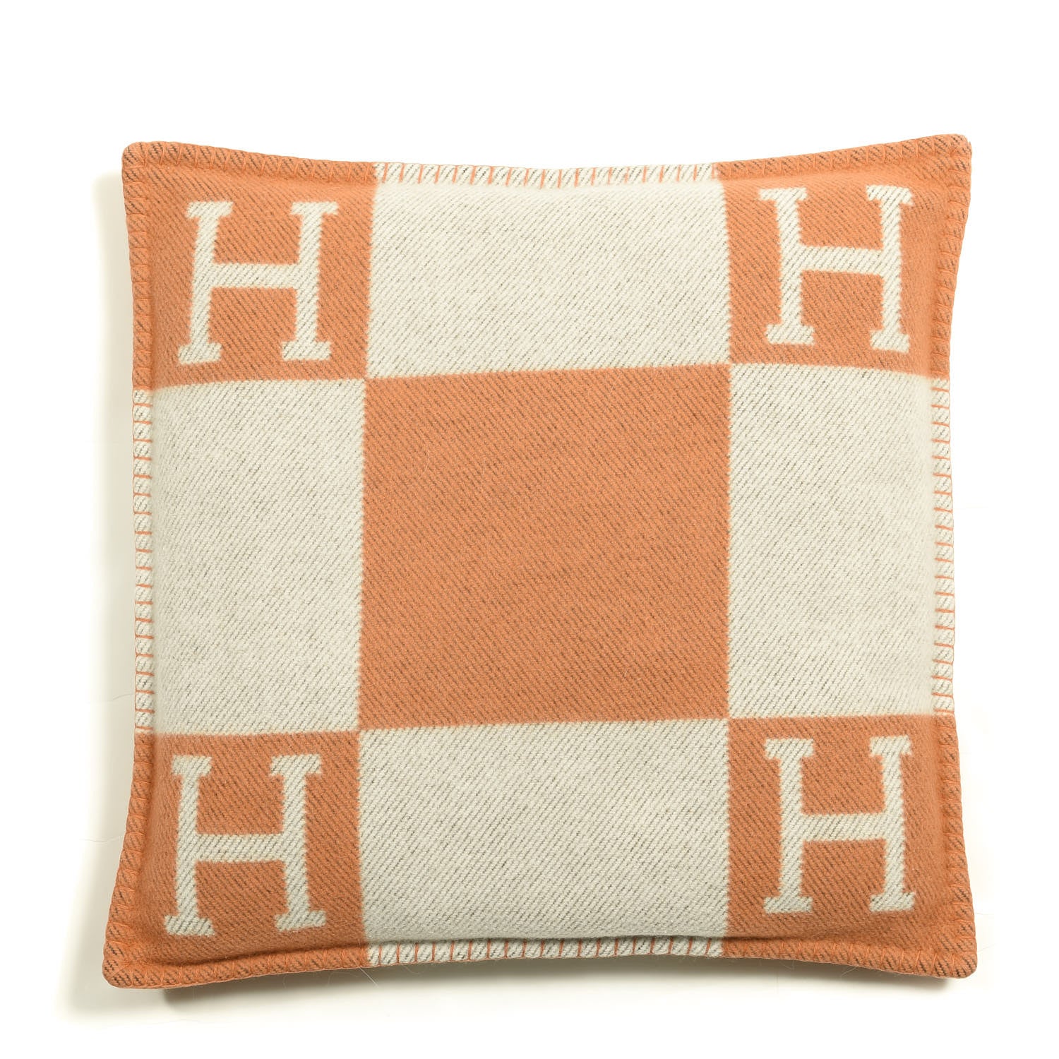 Hermes Wool Cashmere Avalon Pillow PM Ecru Potiron 1 of 4