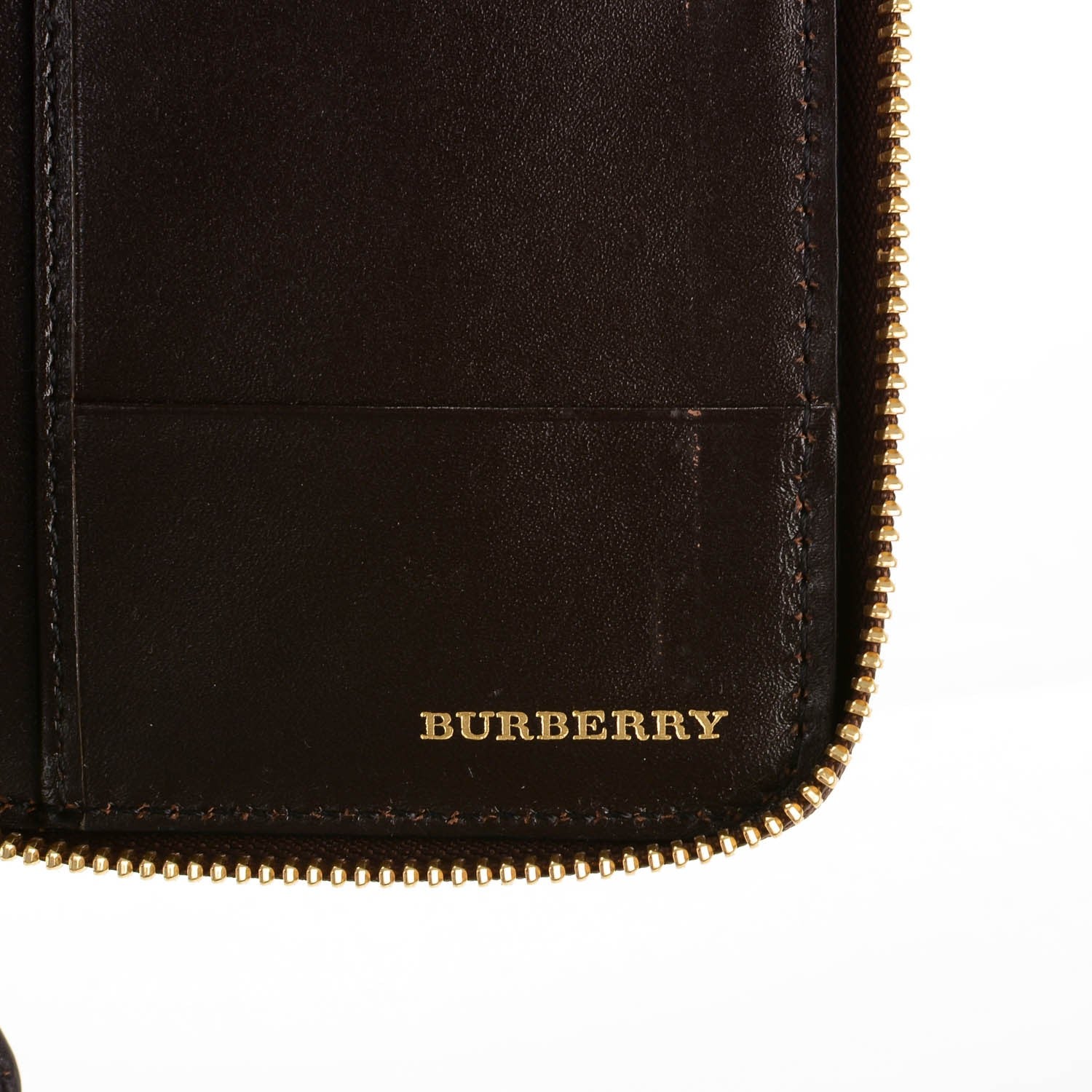 Burberry Haymarket Check Compact Zip Around Wallet Chocolate 6 of 7
