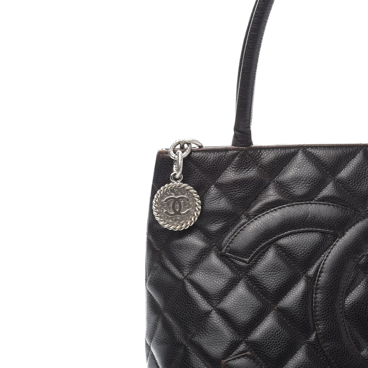 Caviar Quilted Medallion CC Tote Dark Brown