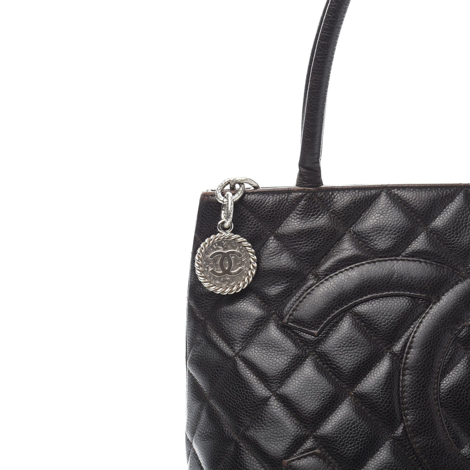 Chanel Caviar Quilted Medallion CC Tote Dark Brown 16 of 17