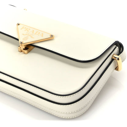 Prada Box Calfskin Triangle Embleme Flap Shoulder Bag  White 8 of 8
