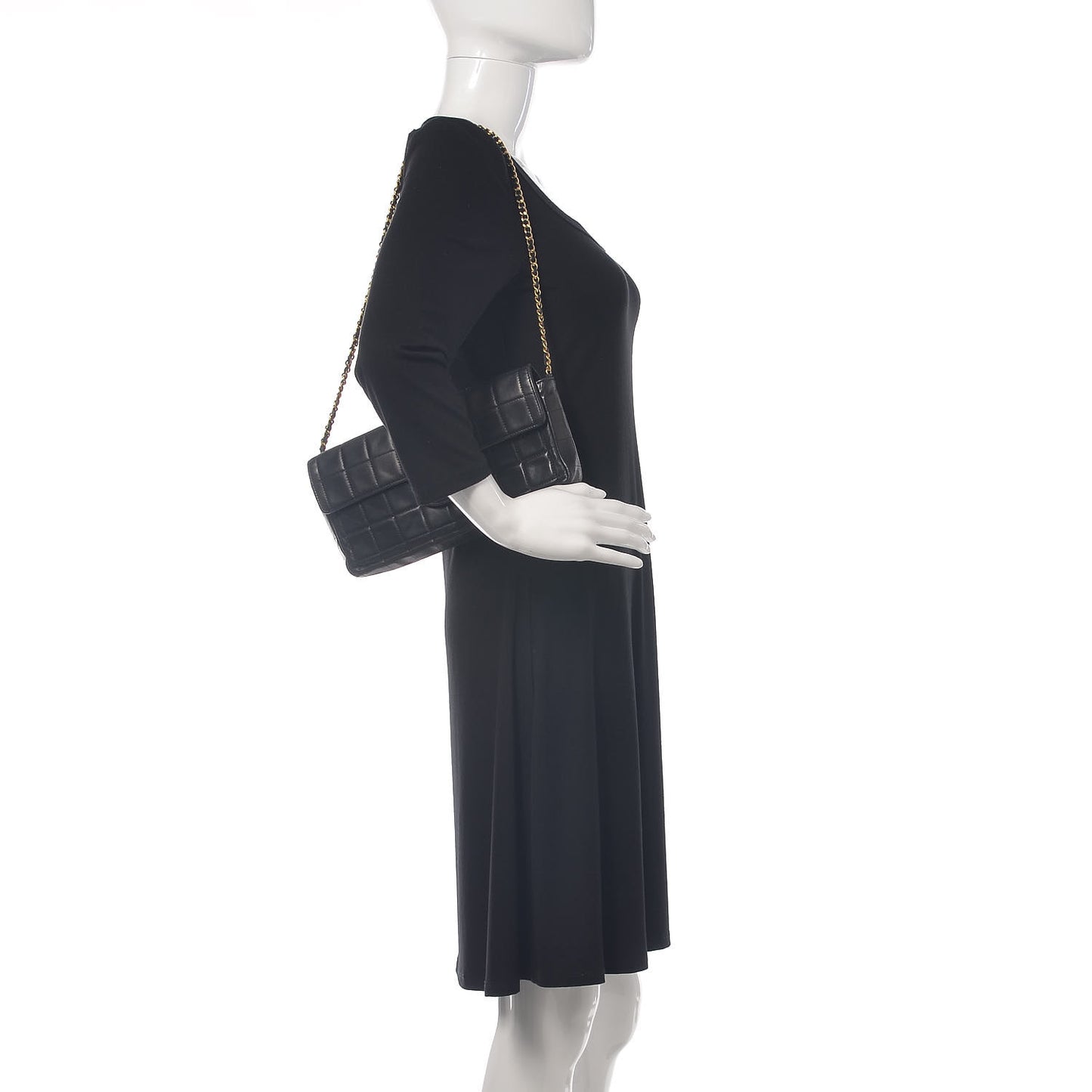 Lambskin East West Chocolate Bar Flap Black