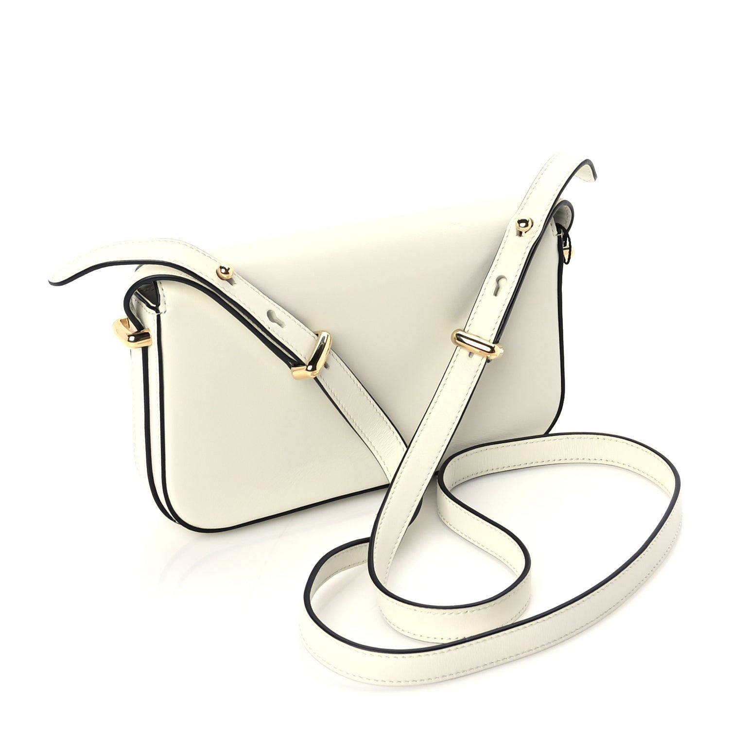 Prada Box Calfskin Triangle Embleme Flap Shoulder Bag  White 2 of 8