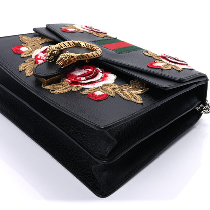 Gucci Calfskin Web Floral Embroidered Medium Dionysus Shoulder Bag Black 9 of 9