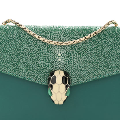 Bulgari Galuchat Calfskin Serpenti Forever Crossbody Bag Blue 8 of 10