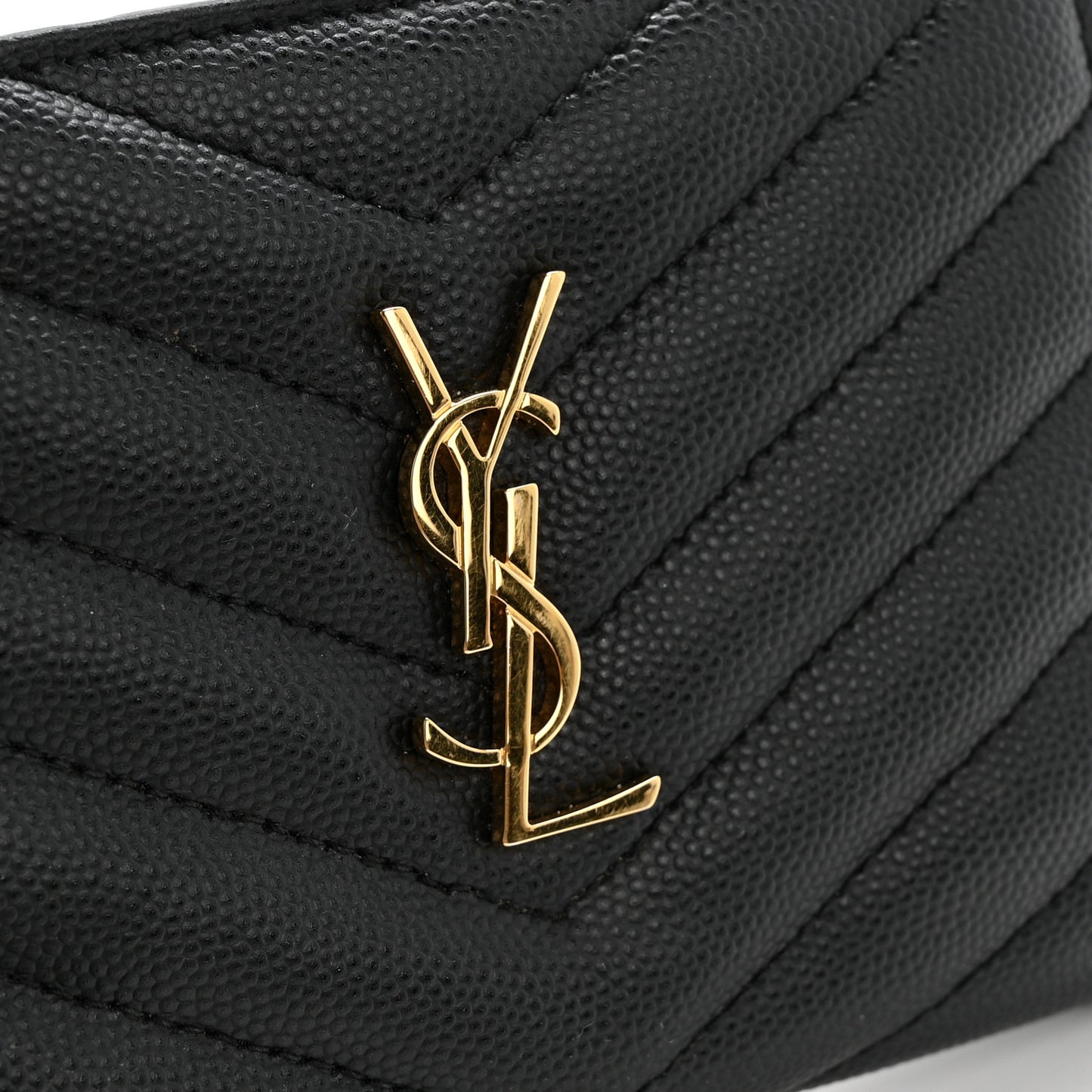 Grain De Poudre Matelasse Chevron Monogram Zipped Two-Part Wallet Black