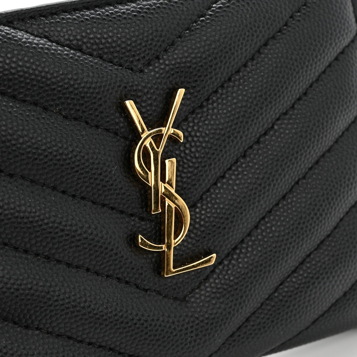 Saint Laurent Grain De Poudre Matelasse Chevron Monogram Zipped Two-Part Wallet Black 10 of 10