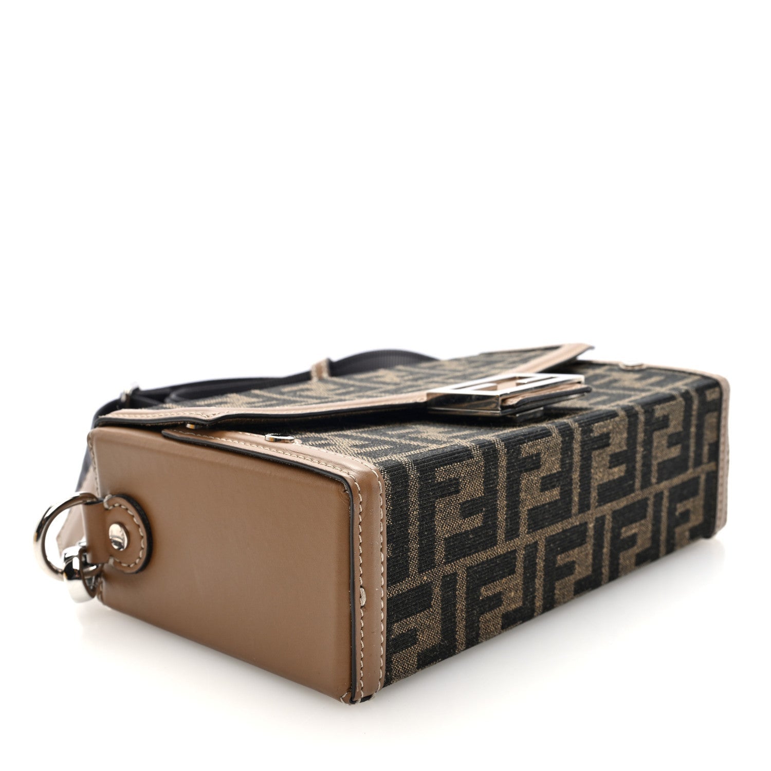Fendi Recycled Fabric Jacquard Vitello King FF 1974 Baguette Soft Trunk Phone Pouch Tobacco Moro Sand 4 of 7