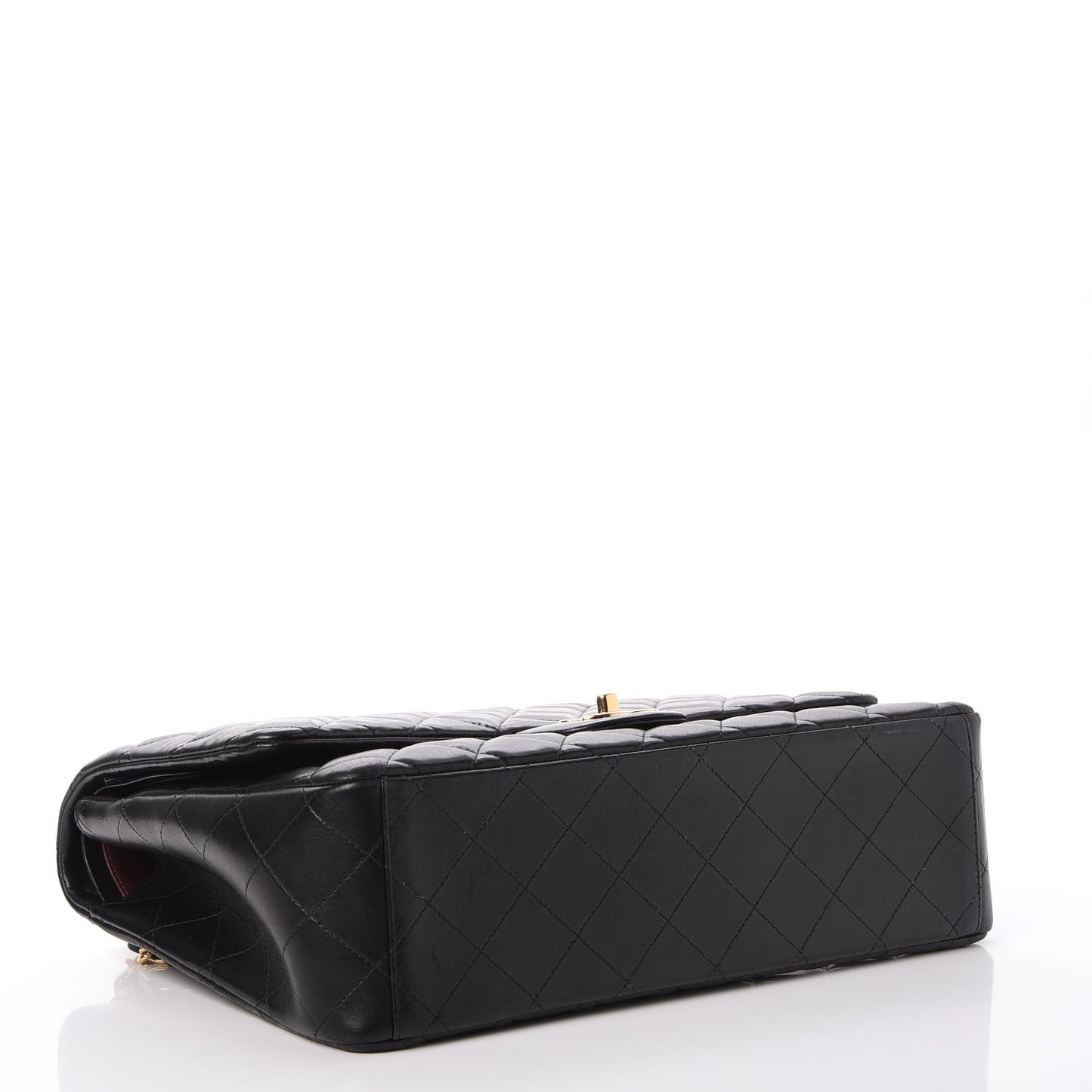 Lambskin Quilted Maxi Double Flap Black