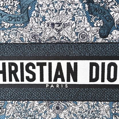 Christian Dior Canvas Embroidered Medium Around The World Book Tote Blue 6 of 8