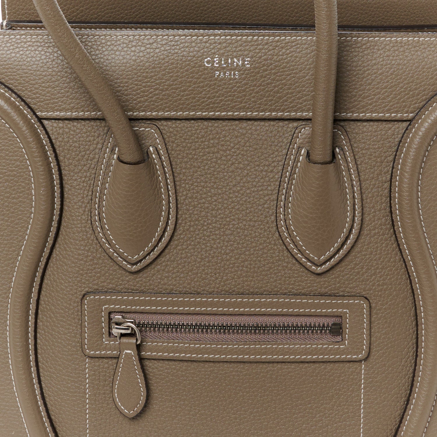 Celine Drummed Calfskin Micro Luggage Souris 8 of 10