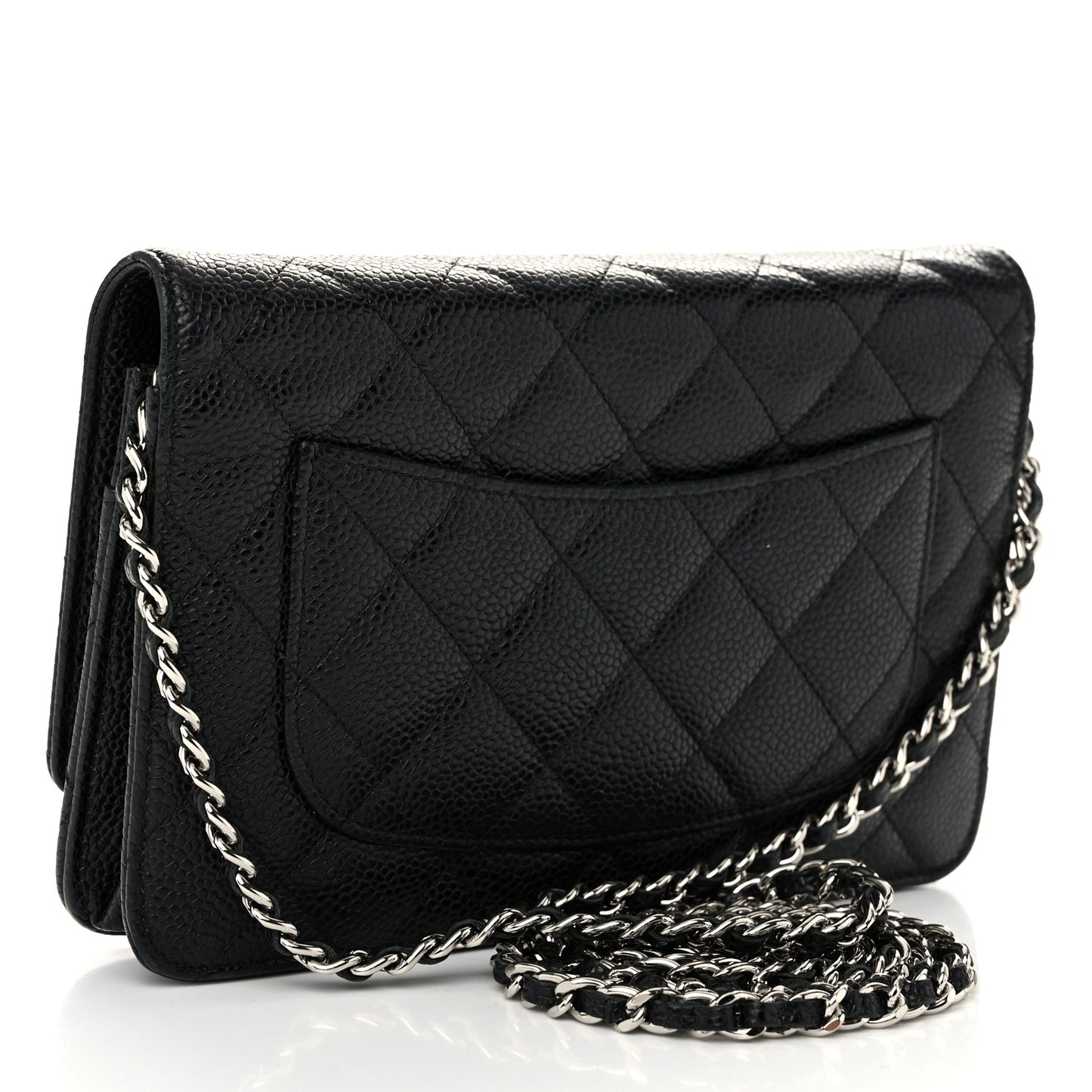 Caviar Quilted Wallet on Chain WOC Black