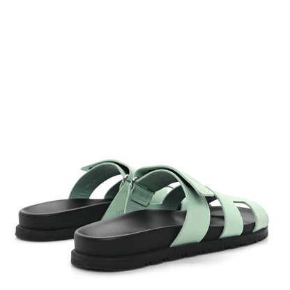 Hermes Epsom Womens Chypre Sandals 37.5 Vert Jade 5 of 7