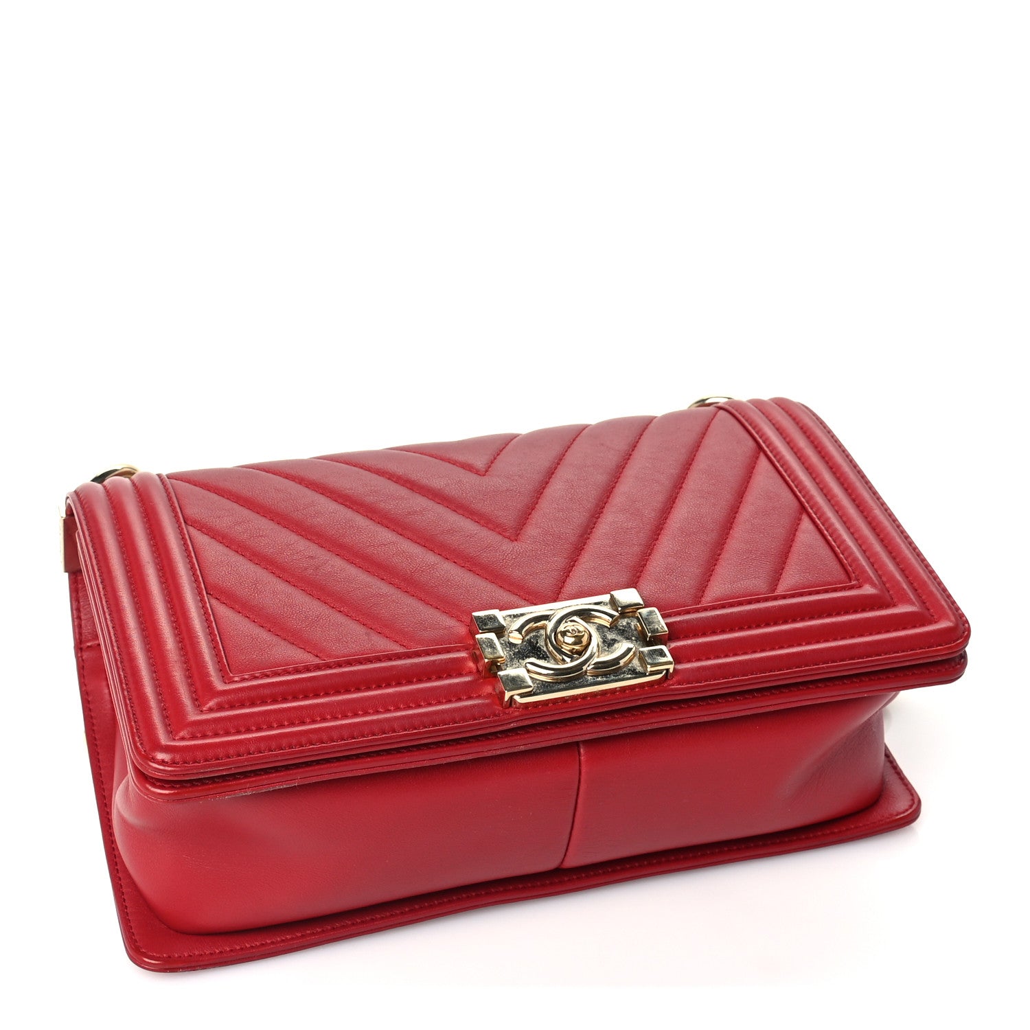 Chanel Lambskin Chevron Quilted Medium Boy Flap Red 3 of 9