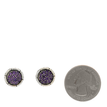 John Hardy Sterling Silver Amethyst Bamboo Pave Stud Earrings 2 of 5
