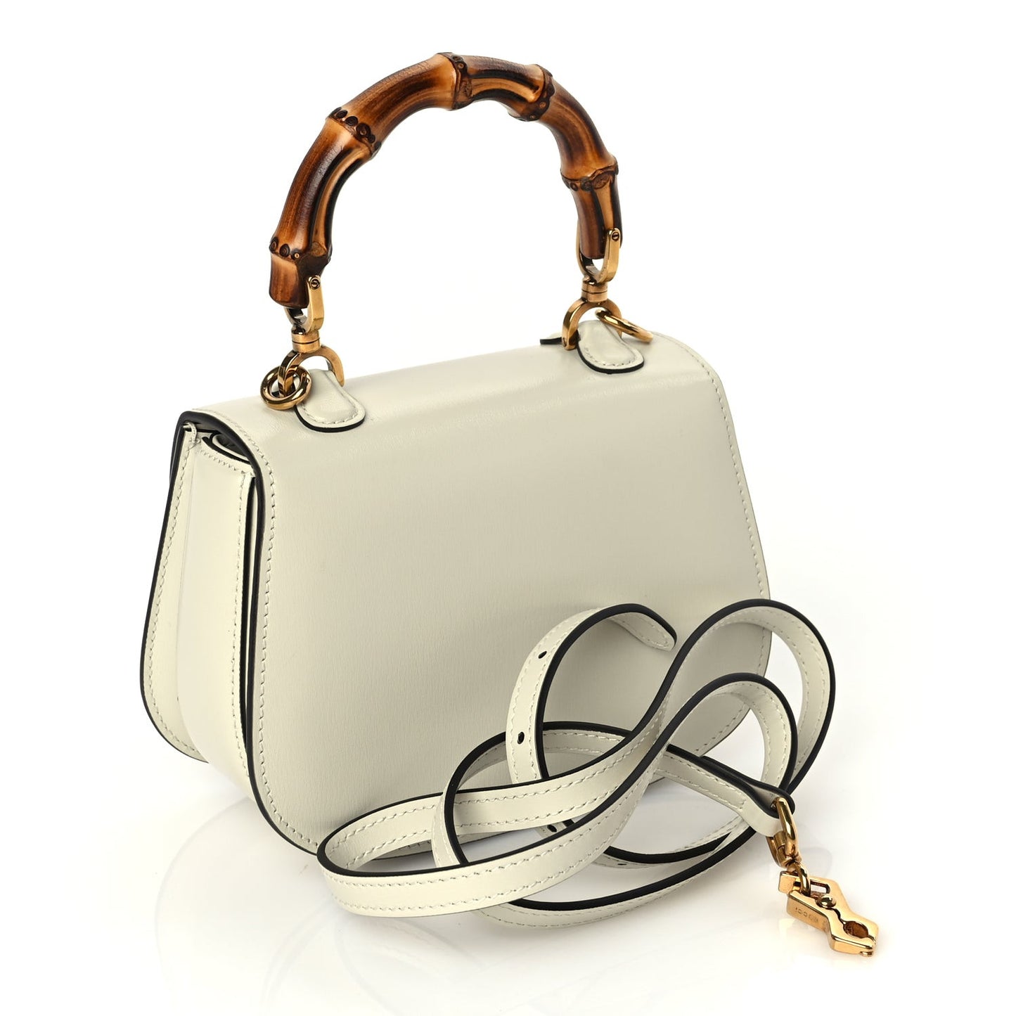 Boarded Dyana Lux Calfskin Web Mini Bamboo 1947 Top Handle Bag Mystic White