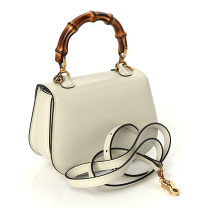Gucci Boarded Dyana Lux Calfskin Web Mini Bamboo 1947 Top Handle Bag Mystic White 2 of 9