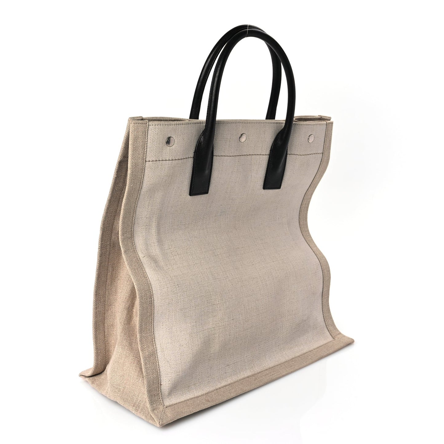 Linen Calfskin Rive Gauche North South Tote Optic White