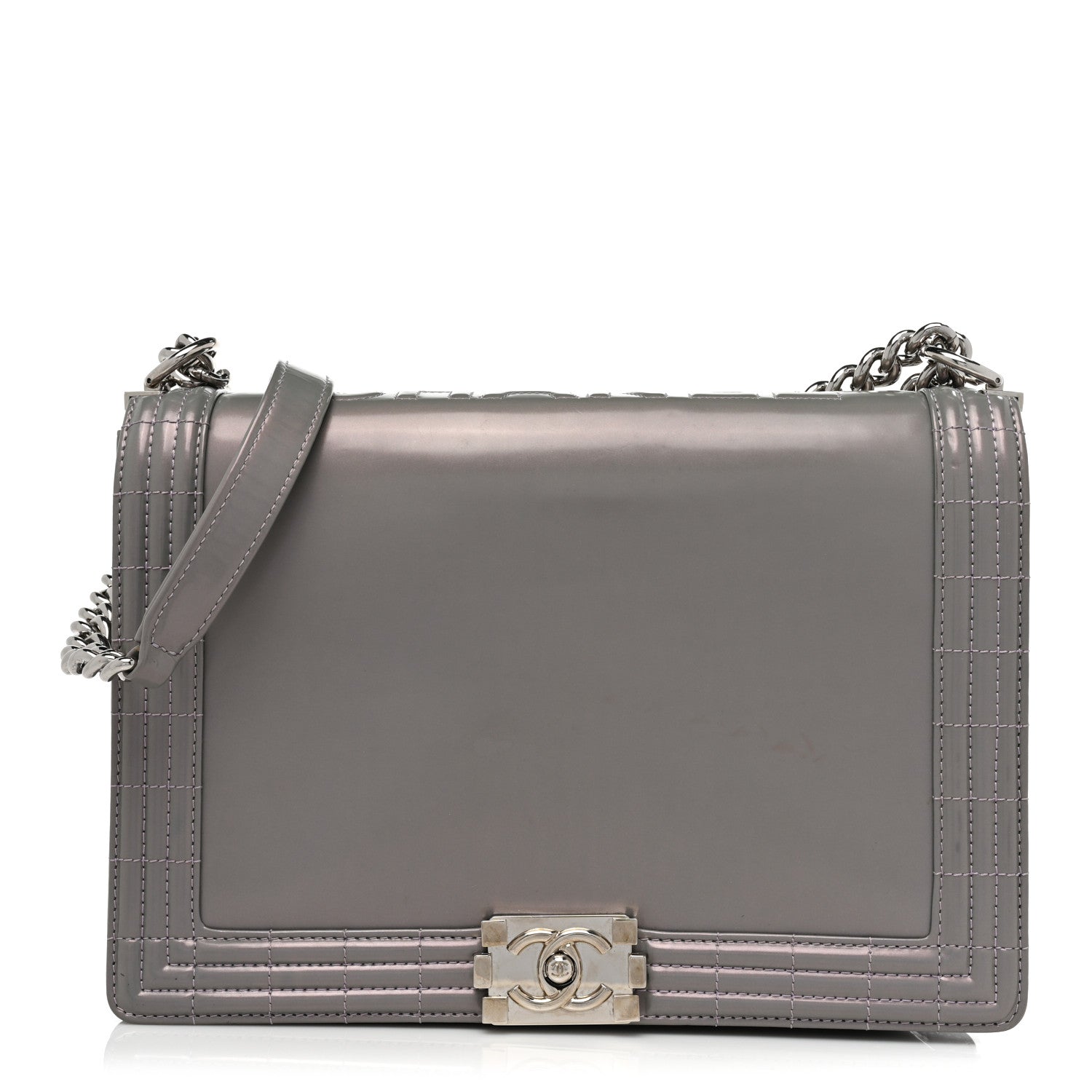 Chanel Glazed Calfskin Large Boy Flap Grey 1 of 18