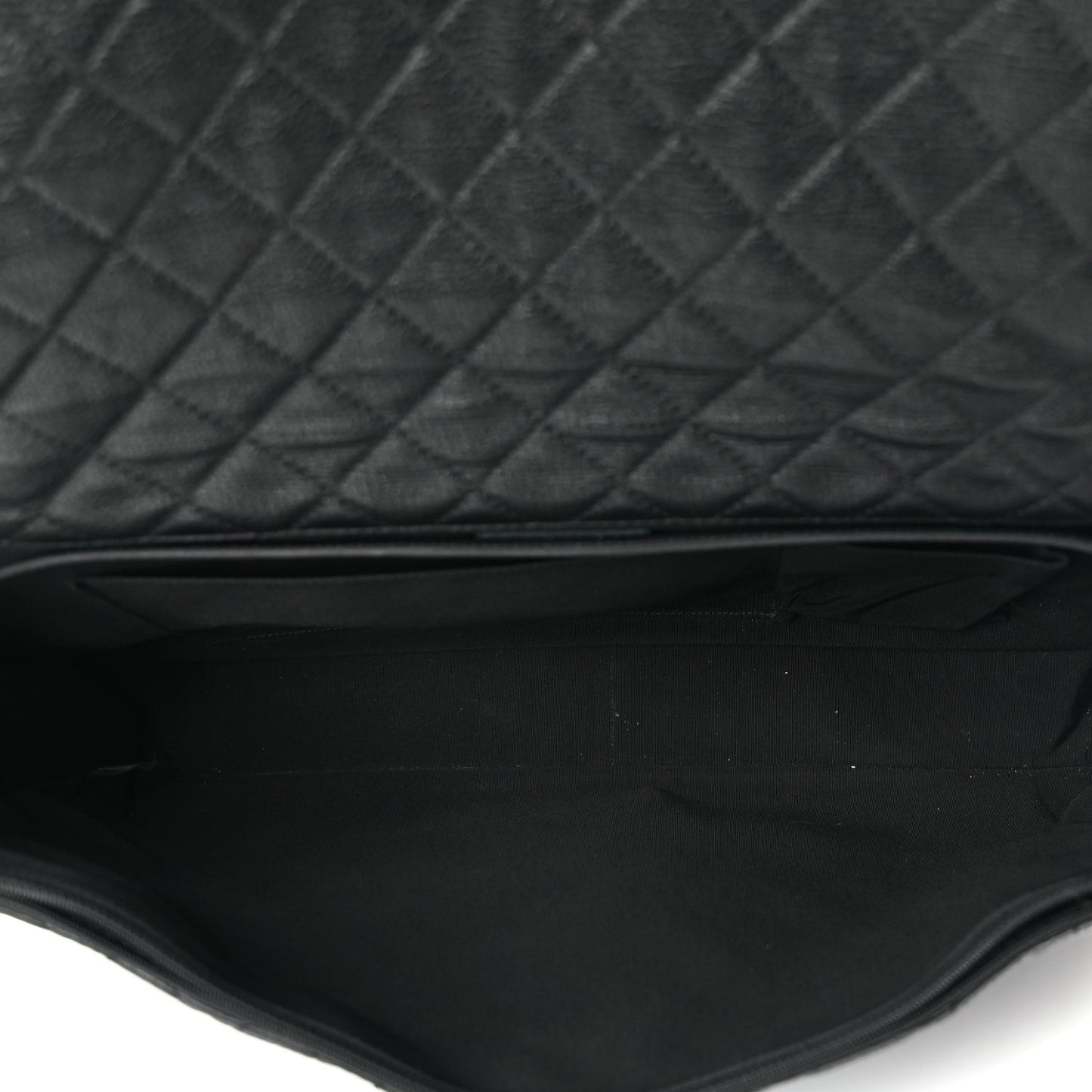 Calfskin Quilted XXL Travel Flap Bag Black