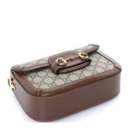 Gucci GG Supreme Monogram Azalea Calfskin Web Mini Horsebit 1955 Shoulder Bag Beige Ebony Brown Sugar 3 of 7