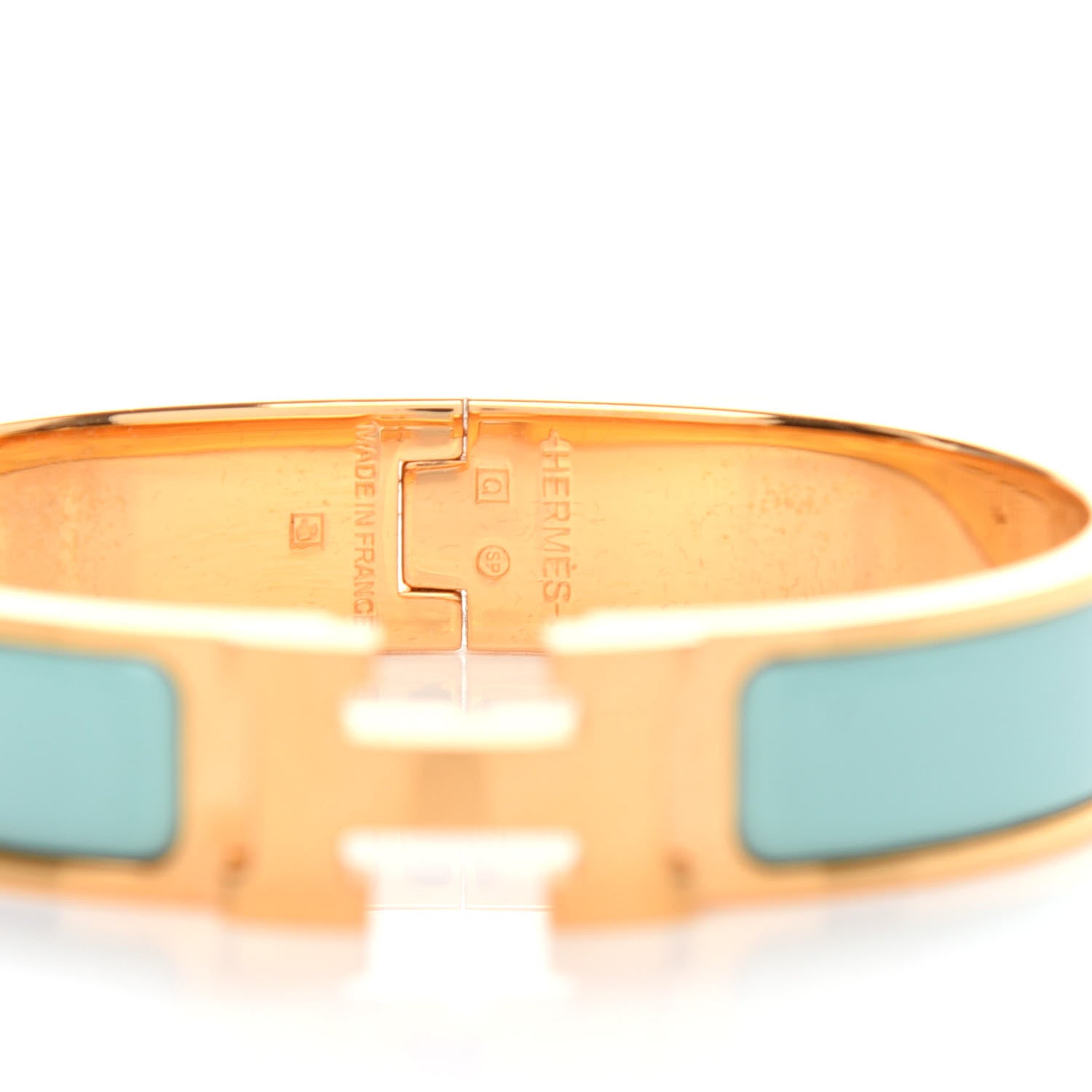 Hermes Enamel Narrow Clic Clac H Bracelet PM Vert Aqua 4 of 5