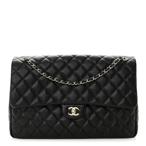 Caviar Quilted XXL Travel Flap Bag Black