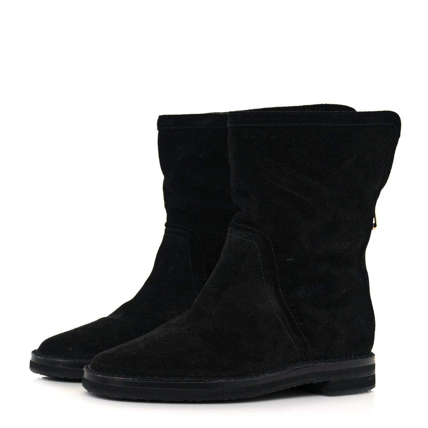 Suede Zip Boots 38.5 Black