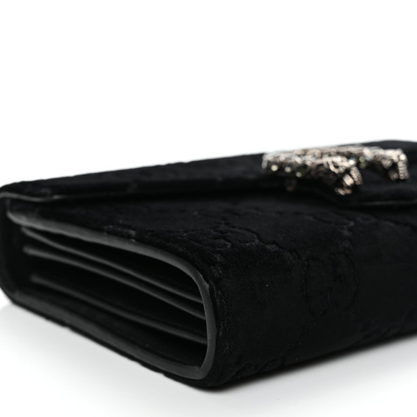 Velvet GG Monogram Mini Dionysus Chain Wallet Black