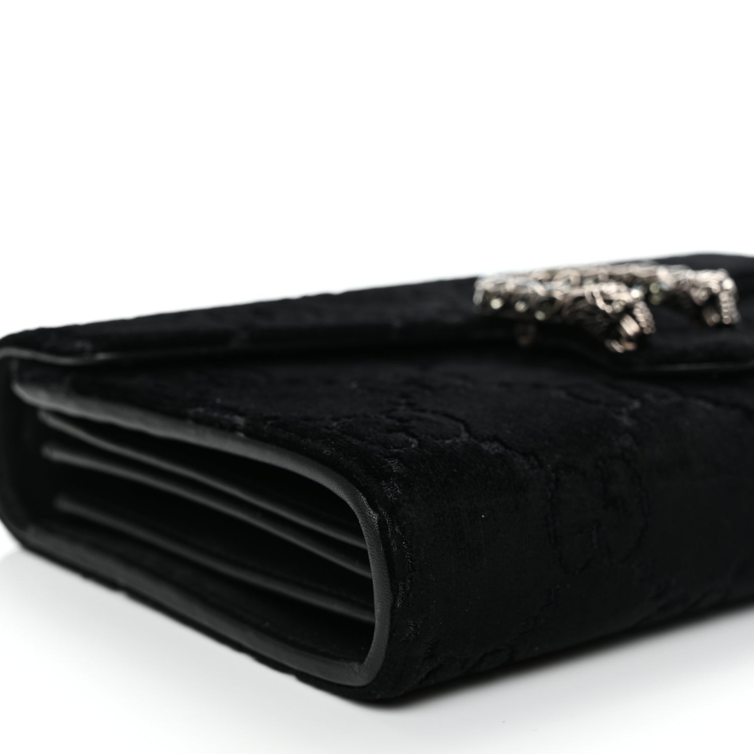 Gucci Velvet GG Monogram Mini Dionysus Chain Wallet Black 6 of 9