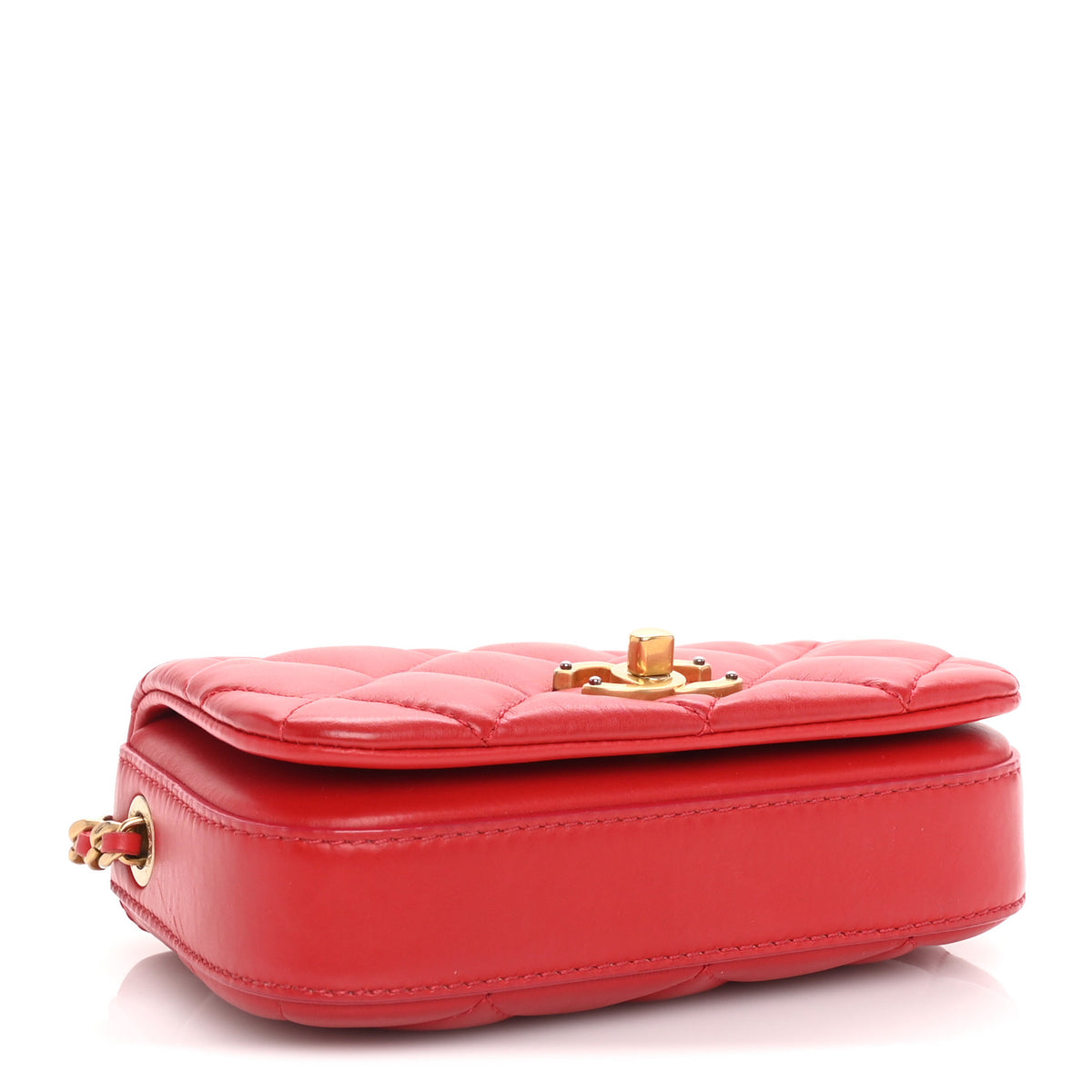Chanel Calfskin Quilted Mini Nailed CC Flap Bag Red 3 of 9