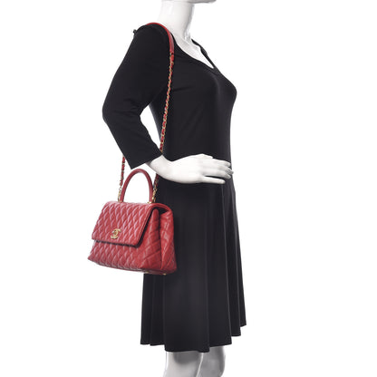 Chanel Caviar Quilted Small Coco Handle Flap Red 3 of 11