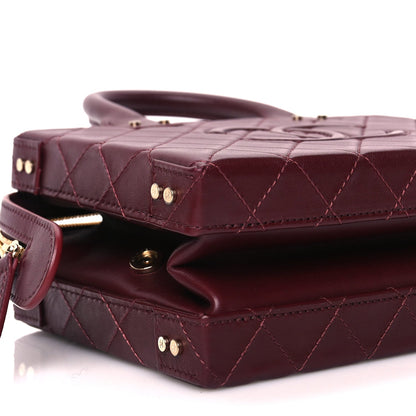 Chanel Calfskin Quilted Studded Square Vanity Case Burgundy 8 of 9