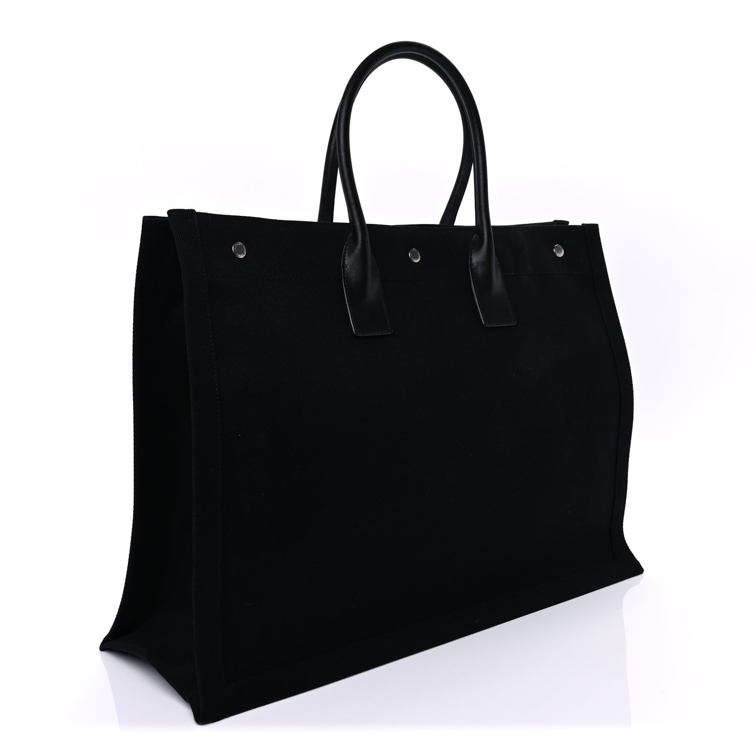 Saint Laurent Linen Calfskin Rive Gauche Tote Black 2 of 8