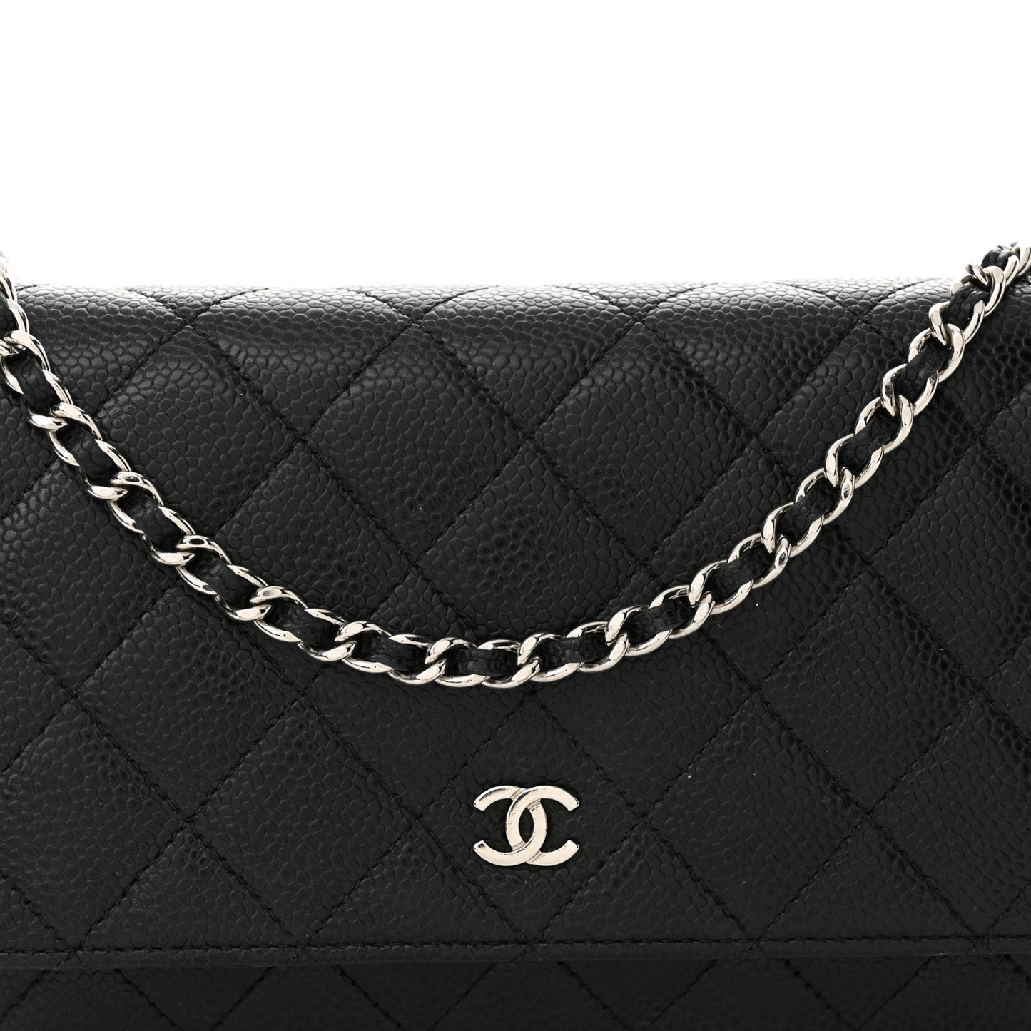 Caviar Quilted Wallet On Chain WOC Black