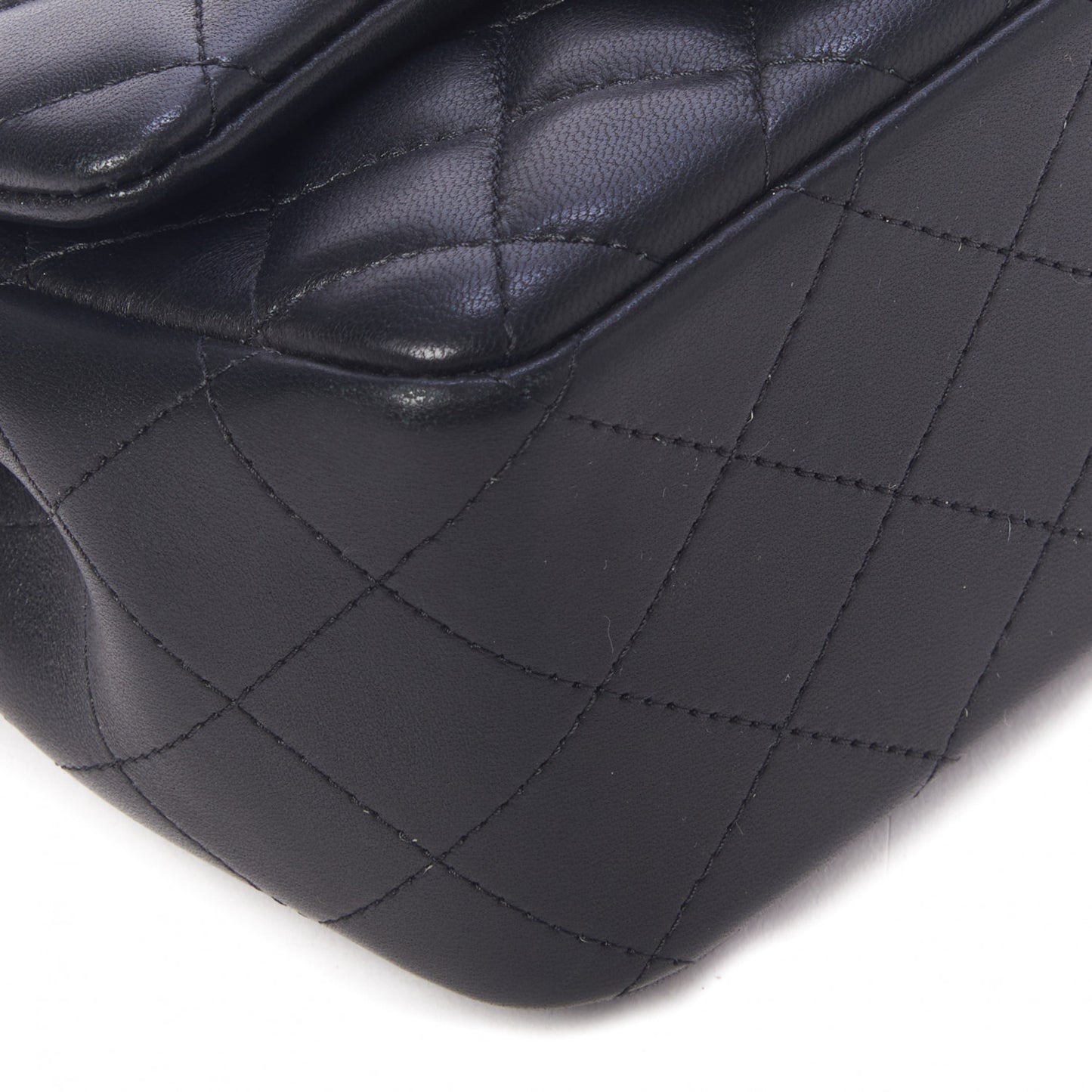 Lambskin Quilted Mini Square Flap Black