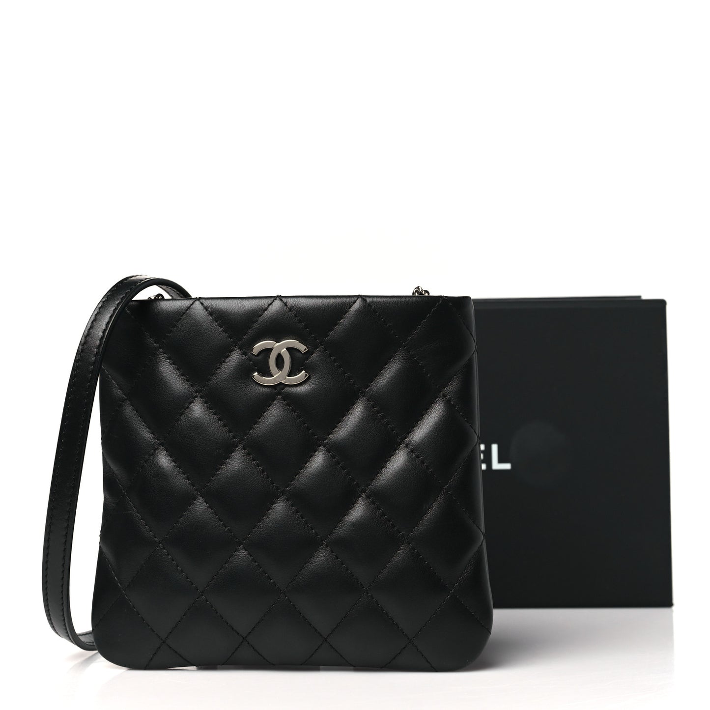Lambskin Quilted Crossbody Bag Black