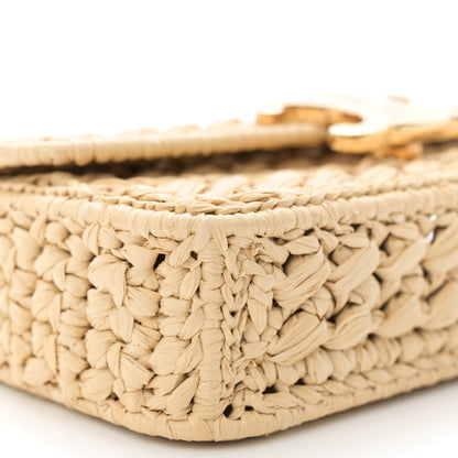 Celine Raffia Effect Claude Chain Shoulder Bag Natural 8 of 10