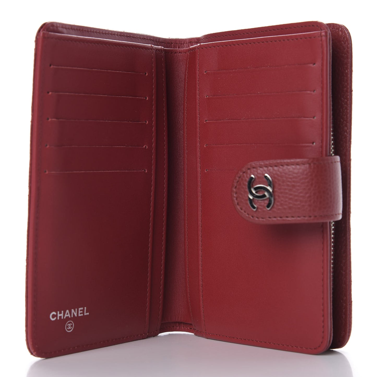 Caviar Quilted Zipped Pocket Wallet Red