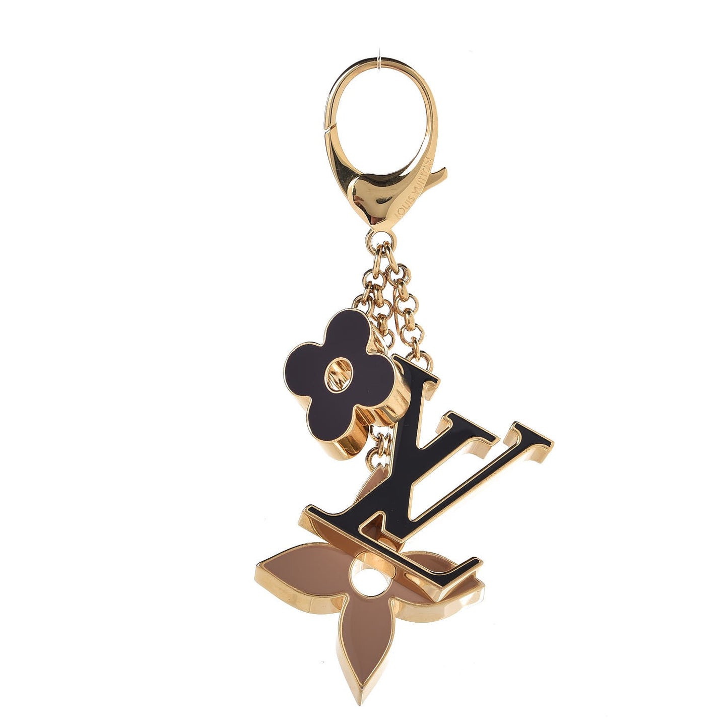 Fleur De Monogram Bag Charm Dore
