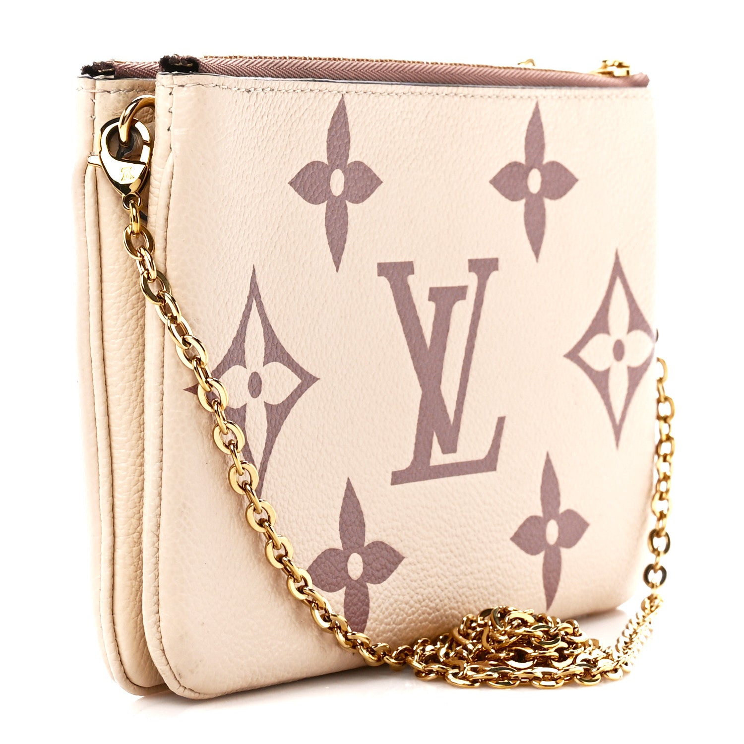 Louis Vuitton Empreinte Monogram Giant Double Zip Pochette Creme Bois de Rose 3 of 11