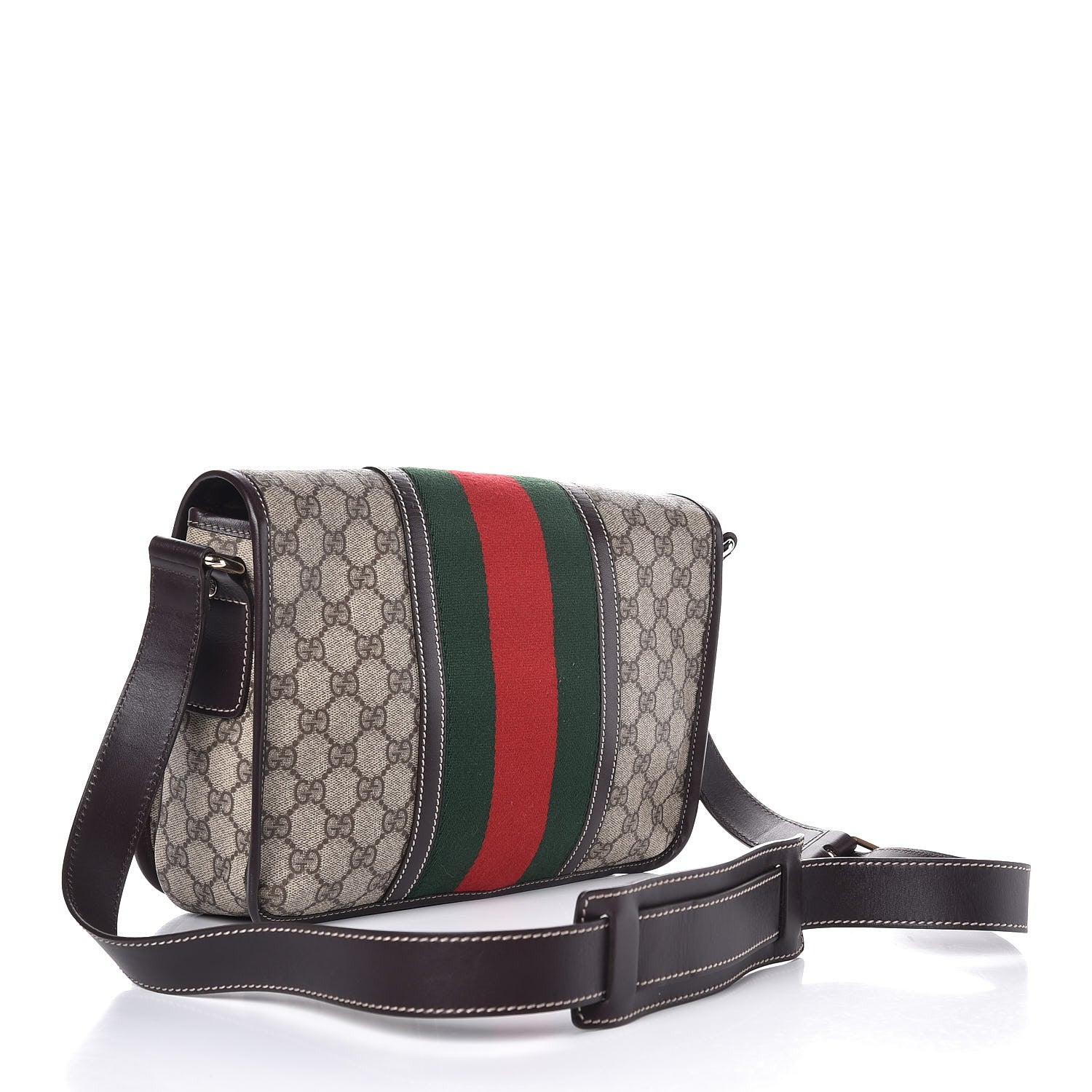 Gucci GG Plus Monogram Web Medium Flap Messenger Beige Dark Brown 3 of 7